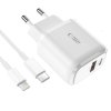 TECH-PROTECT C20W 2-PORT NETWORK CHARGER PD 20W / QC3.0 + LIGHTNING CABLE WHITE